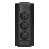 Gniazdo meblowe 3x2P+Z (Schuko), czarne
