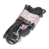 Przedłużacz 3-krotny 2P+Z z wyłącznikiem 5m H05VV-F 3x1,5mm2 Imax=16A płaska wtyczka, czarny ES-5/B/5 ORNO