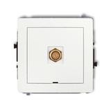 DECO Mechanizm gniazda antenowego pojedynczego typu F (SAT) pozłacany, bez pola opisowego biały mat