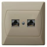 AKCENT Gniazdo komputerowe podwójne, kat. 5e MMC - kolor beżowy