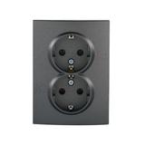 LOGI Gniazdo podwójne Schuko kompletne śrubowy Grafit 16A 250V 021270141 25272 KANLUX