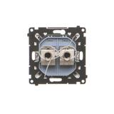 Simon 55 Gniazdo komputerowe podwójne RJ45 kategoria 6 ekranowane z przesłoną przeciwkurzową Aluminium mat T62E.01/143 KONTAKT