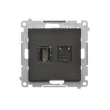 Simon 55 Gniazdo HDMI + RJ45 kat.6 Czarny mat TGHRJ45.01/149 KONTAKT