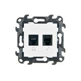 Simon 24 Gniazdo komputerowe RJ45 kat. 5e + telefoniczne RJ11 biały N5T.01/11
