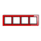 DECO Ramka uniwersalna poczwórna - efekt szkła (ramka: czerwona; spód: czarny)