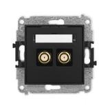 ICON Mechanizm gniazda antenowego podwójnego typu F (SAT) pozłacany czarny mat