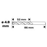 Wiertło do metalu HSS-CNC, 124°, "Pro-Tec", 4.8 mm