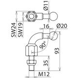 Punkt mocowania kulowy fi 20 mm kątowy 90 st.