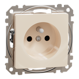 Sedna Design & Elements, gniazdo 2P+PE z przesłonami (zaciski bezgwintowe), beżowy