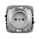TREND Mechanizm gniazda pojedynczego bez uziemienia 2P (przesłony torów prądowych) srebrny metalik