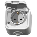 DELFINA Gniazdo pojedyncze z uziemieniem schuko wieczko w kolorze wyrobu - kolor biały