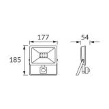 Naświetlacz SMD LED z czujnikiem ruchu KROMA LED S 30W GREY 6500K