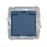 MINI Mechanizm gniazda bryzgoszczelnego z uziemieniem 2P+Z (klapka navy blue, przesłony torów prądow
