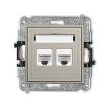 ICON Mechanizm gniazda komputerowego podwójnego 2xRJ45, kat. 6A, 8-stykowy taupe