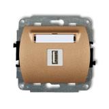 TREND Gniazdo pojedyncze USB A-A 2.0 złoty metalik 8GUSB-1 KARLIK