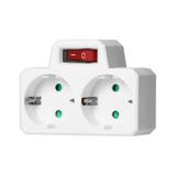 Rozgałęźnik 2x2P+Z (Schuko) z włącznikiem, biały OR-AE-13187(GS) ORNO
