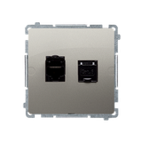 Simon Basic Gniazdo komputerowe RJ45 kategoria 6 podwójne ekranowane z przesłoną przeciwkurzową Mont