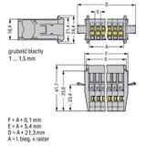 X-COM wtyk 2-biegunowy szary raster 5 mm /50szt./ WAGO
