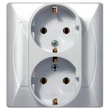 AKCENT Gniazdo podwójne z uziemieniem schuko - kolor biały