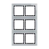 DECO Ramka modułowa 6 krotna (2 poziom, 3 pion) - efekt szkła (ramka szara; spód czarny)