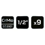 Nasadki udarowe 1/2", E10-E24, zestaw 9 szt., CrMo