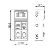 RS 8-mod 2P+Z, 2x3P+N+Z 16A, 3P+N+Z 32A   IP 44 szara