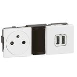 Mosaic - Ładowarka Usb 2400 Ma + Gniazdo 2P+Z Zestaw Zespolony Biały 077595 LEGRAND