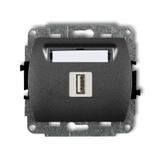 TREND Mechanizm gniazda pojedynczego USB A-A 2.0 grafitowy