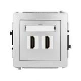 DECO Mechanizm gniazda podwójnego HDMI 2.0 srebrny metalik