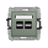 MINI Mechanizm ładowarki USB podwójnej 2xUSB A, 15,5W max., 5V, 3.1A szałwiowy