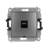 ICON Mechanizm gniazda komputerowego pojedynczego 1xRJ45, kat. 6A, 8-stykowy, bez pola opisowego gra