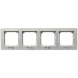 SONATA Ramka poczwórna do łączników IP-44 - kolor srebro mat