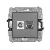 ICON Mechanizm gniazda antenowego poj. typu F (SAT) + gniazda komp. poj. 1xRJ45, kat. 6 ekranowany,