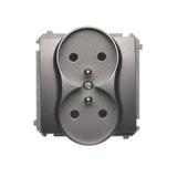 Simon Basic Gniazdo podwójne z/u 16A z. śrub. stal inox