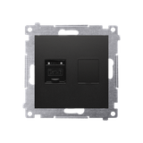 Simon 54 Gniazdo komputerowe pojedyncze RJ45 kategoria 6 z przesłoną przeciwkurzową czarny