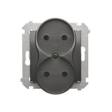 Simon 54 Nature Gniazdo wtyczkowe bez uziemienia z przesłonami podwójne do ramek NATURE 16A 250V zaciski śrubowe czarny DG2MZN.01/49 DG2MZN.01/48 KONTAKT