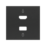 Simon 100 Pokrywa do gniazda HDMI+ USB czarny mat