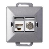 Gniazdo pojed. typu F + Gniazdo 1xRJ45 Cat6 Pearl, TV/F+RJ45/P, antracyt