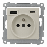 Simon 54 Gniazdo z uziemieniem i ładowarką USB C+A kaszmir mat DGZ1ZUSB2CA.01/42
