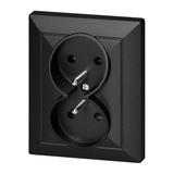 Gniazdo podwójne podtynkowe 2x2P+Z Pearl, 16A, 250V, PT-6 P, czarny OR-OE-7706/K/B ORNO