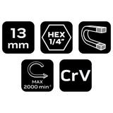 Nasadka magnetyczna 13x65mm trzpień 1/4'' GRAPHITE 57H994 GTX 57-994 GTX Poland