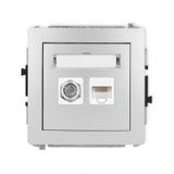 DECO Mechanizm gniazda antenowego poj. typu F (SAT) + gniazda komp. poj. 1xRJ45, kat. 5e, 8-stykowy