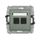 ICON Mechanizm gniazda komputerowego podwójnego 2xRJ45, kat. 6A, 8-stykowy szałwiowy