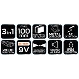 Wykrywacz z wyświetlaczem, 3 w 1