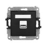 MINI Mechanizm ładowarki USB pojedynczej USB A, 10W max., 5V, 2A czarny mat