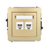 DECO Mechanizm gniazda telefonicznego podwójnego 2xRJ11, 4-stykowy, beznarzędziowe złoty
