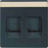 BERKER Q.x Płytka czołowa podwójna zasuwa chroniące przed kurzem pole opisowe antracyt aksamit lakie