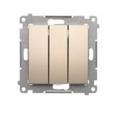 Simon 54 Przycisk potrójny z podświetleniem LED 10A 250V szybkozłączka złoty mat DP31L.01/44 KONTAKT