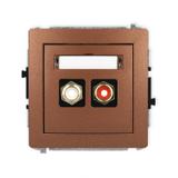 DECO Mechanizm gniazda podwójnego RCA (typu cinch - biały i czerwony, pozłacany) brązowy metalik