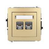 DECO Mechanizm gniazda komputerowego podwójnego 2xRJ45, kat. 6, ekranowany, 8-stykowy złoty